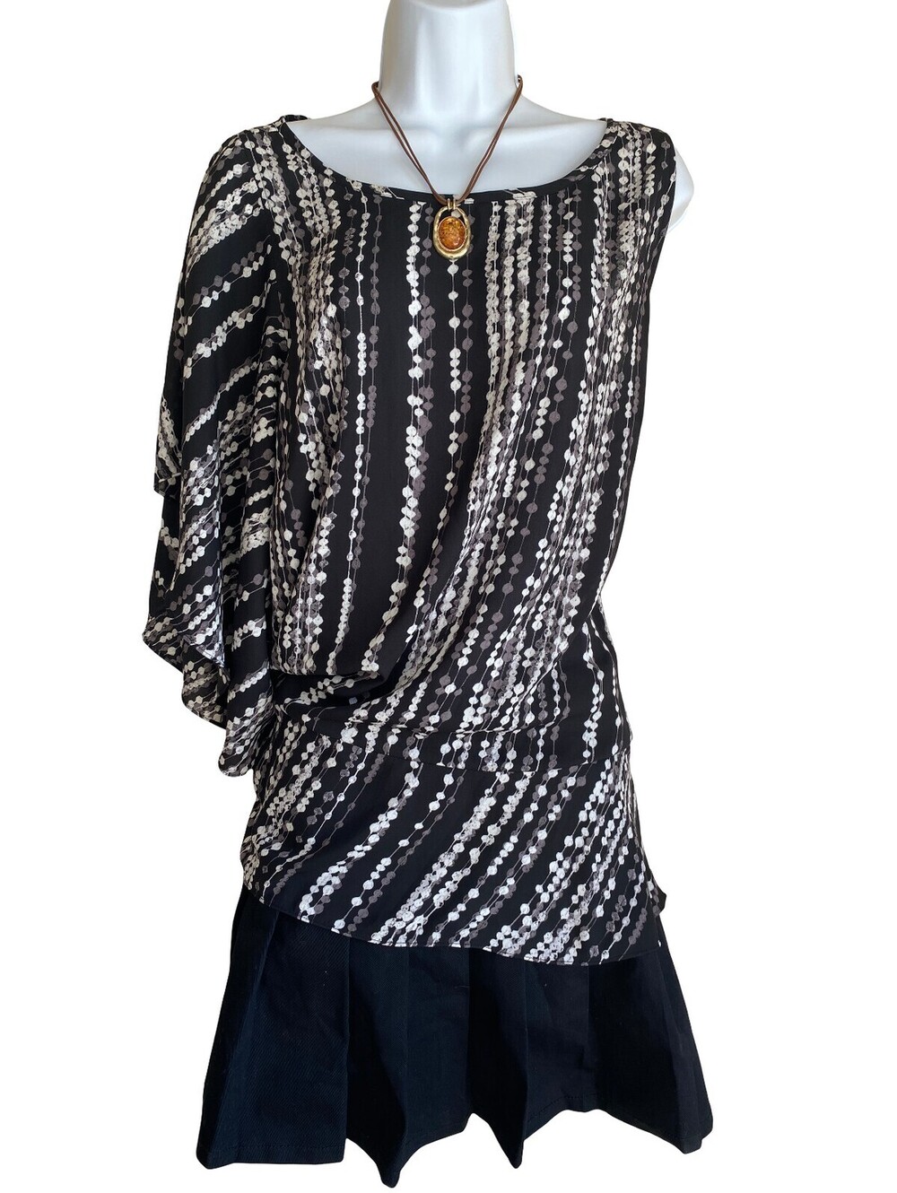 Vintage Sejour Plus 14 Black Ruffled Draped Tunic Blouse Whimsigoth Boho Goth